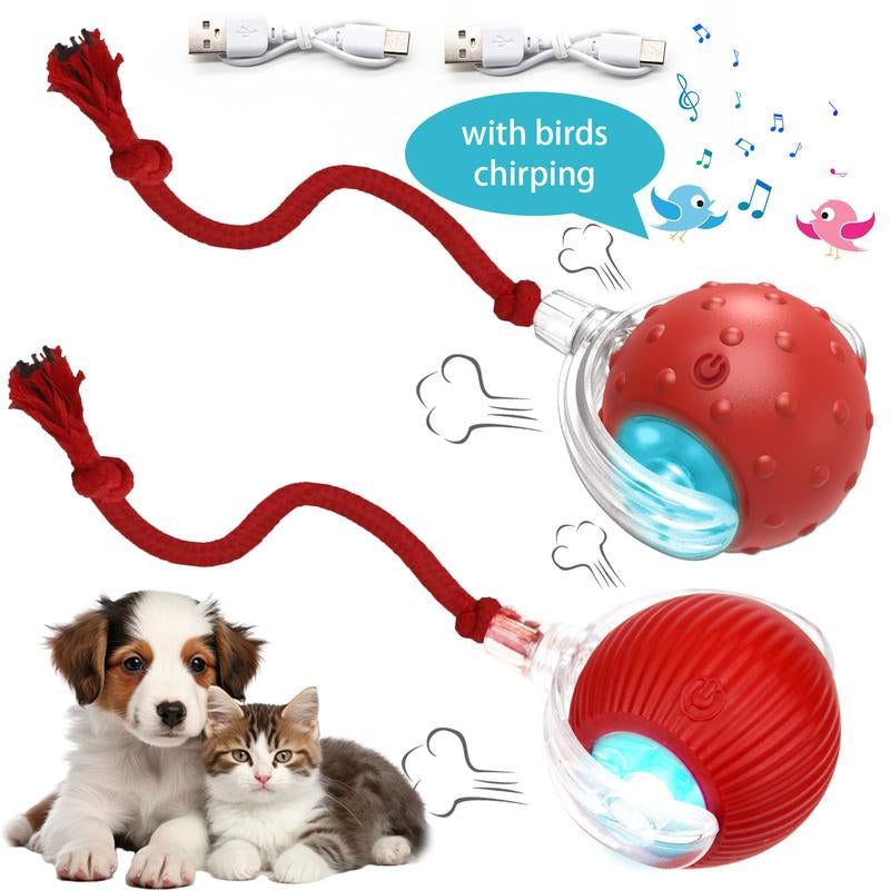 Cat & Dog Toy - Interactive USB Rechargeable Ball Toy on Rug with Bird Chirping, Anti-Depression Fun Gift for Cats & Dogs