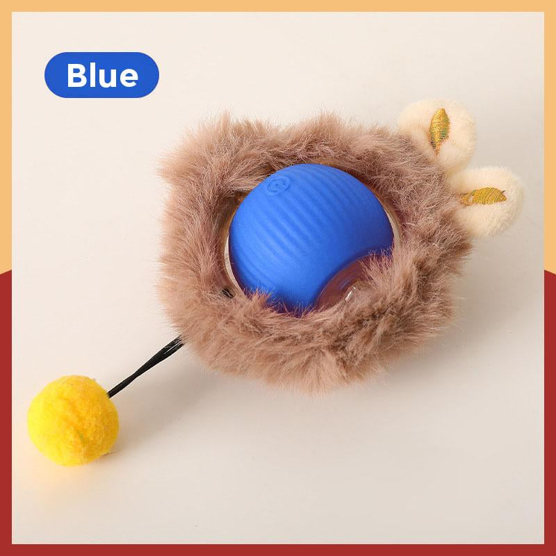 Cat & Dog Toy - Interactive USB Rechargeable Ball Toy on Rug with Bird Chirping, Anti-Depression Fun Gift for Cats & Dogs