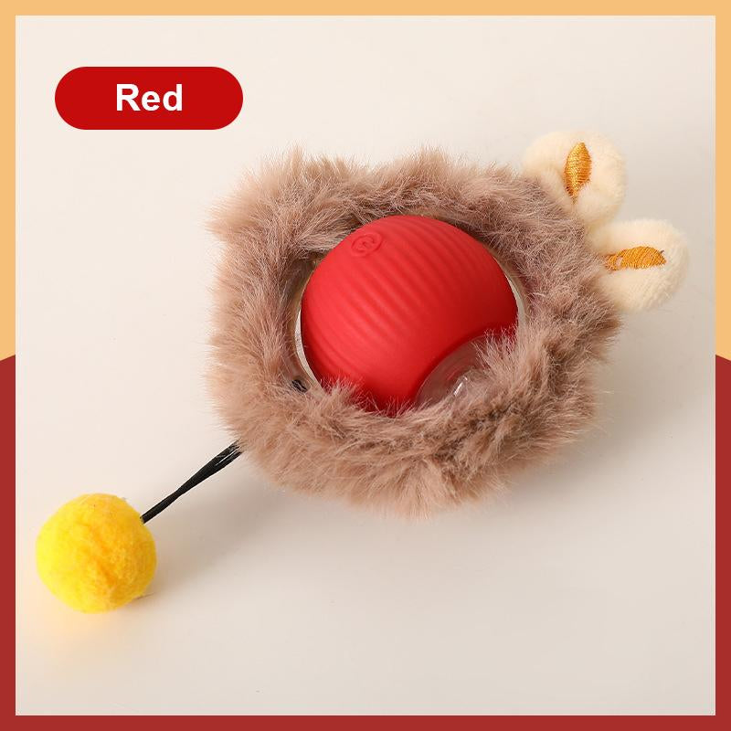Cat & Dog Toy - Interactive USB Rechargeable Ball Toy on Rug with Bird Chirping, Anti-Depression Fun Gift for Cats & Dogs