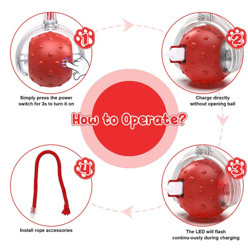 Cat & Dog Toy - Interactive USB Rechargeable Ball Toy on Rug with Bird Chirping, Anti-Depression Fun Gift for Cats & Dogs